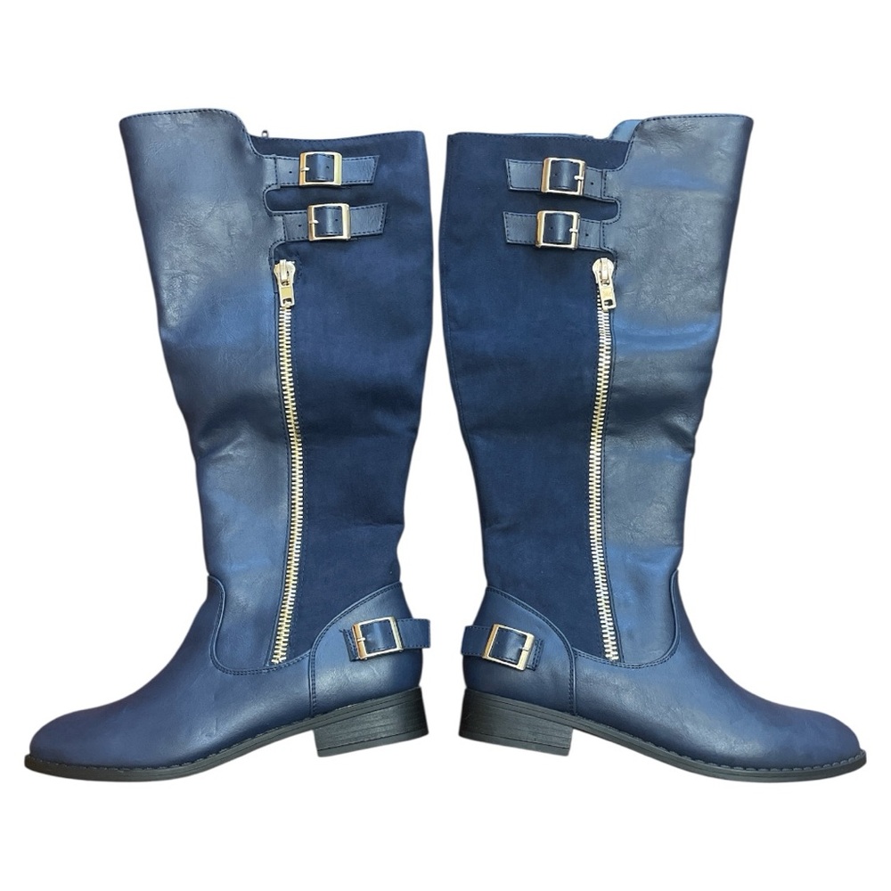 NEW FAUZ LEATHER FLAT BOOTS WITH ZIPPERED DETAILS - Picture 5 of 13